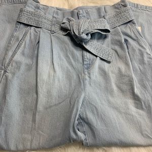 Belted high rise tapered jeans 14